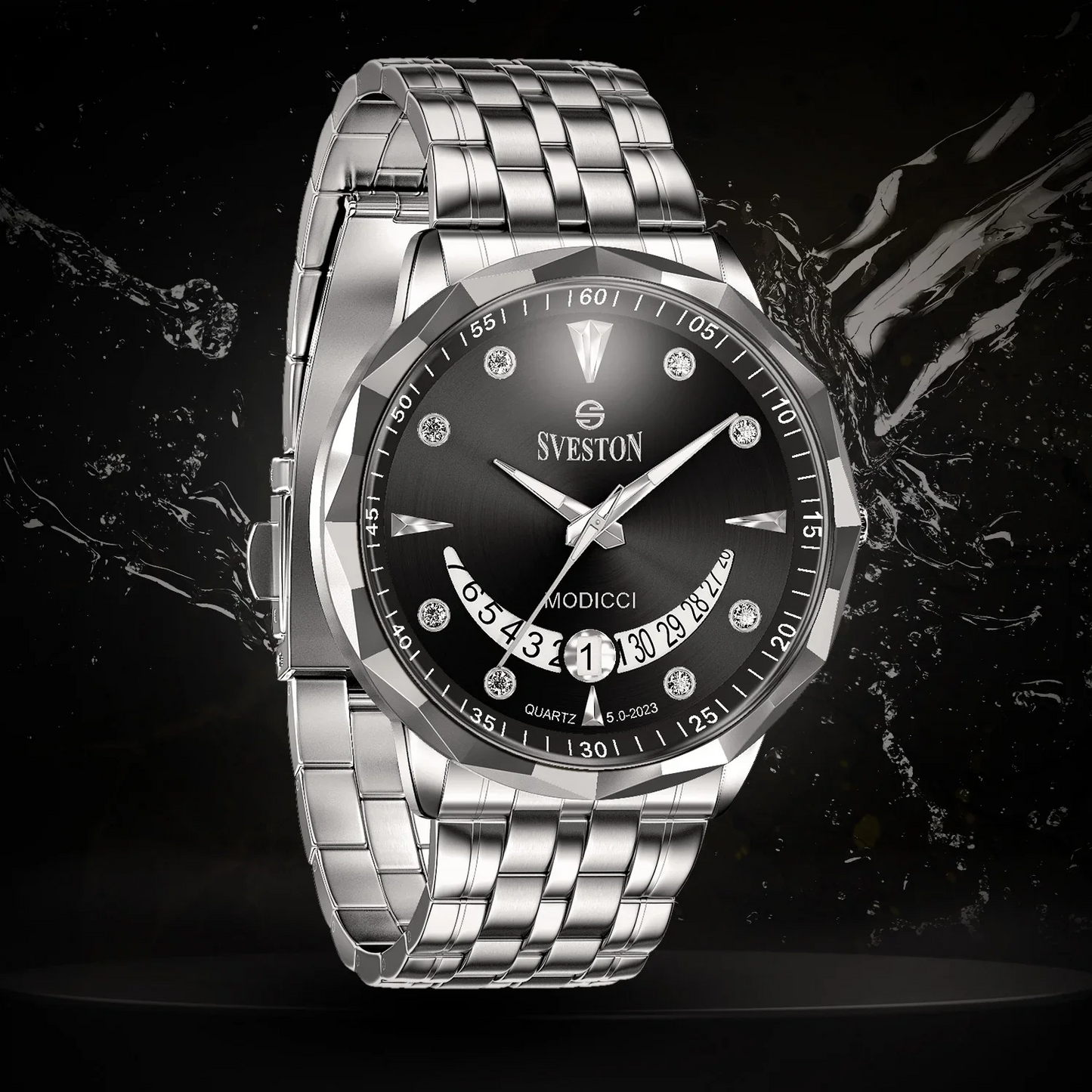 Sveston Modicci Black & Silver Watch