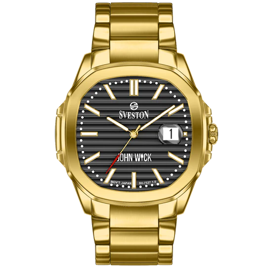Sveston John Wick Gold Watch with Black Dial