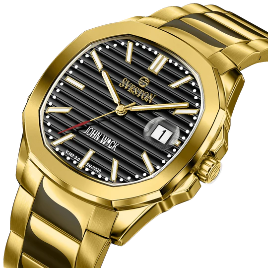 Sveston John Wick Gold Watch with Black Dial