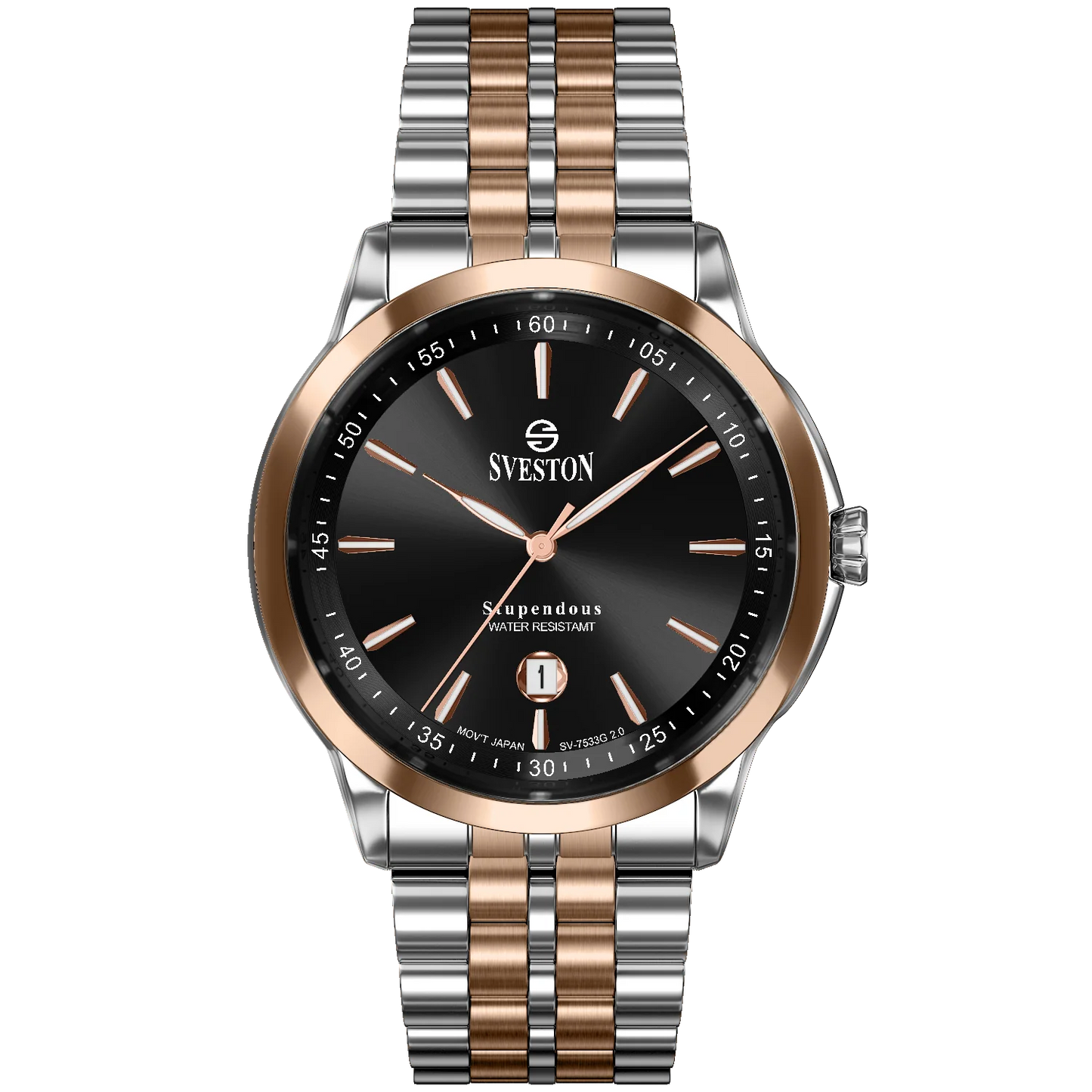Sveston Supendous Black & Rose Gold Watch