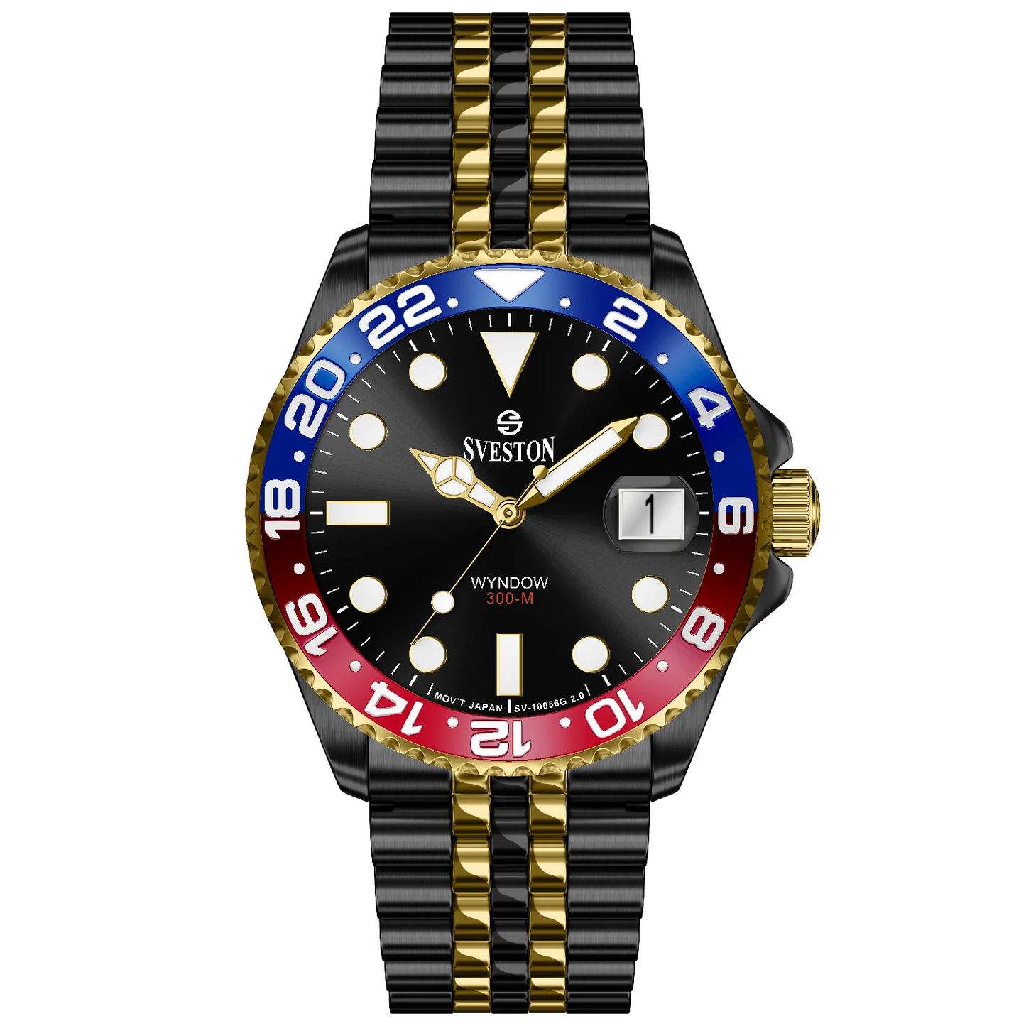 Sveston Wyndow 300-M Two-Tone GMT Watch