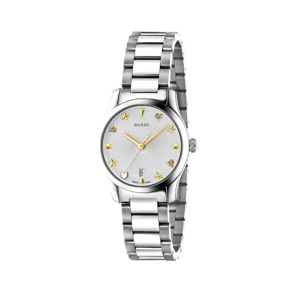 Gucci G-Timeless Silver Dial Stainless Steel Women’s Watch – Luxury Swiss Design