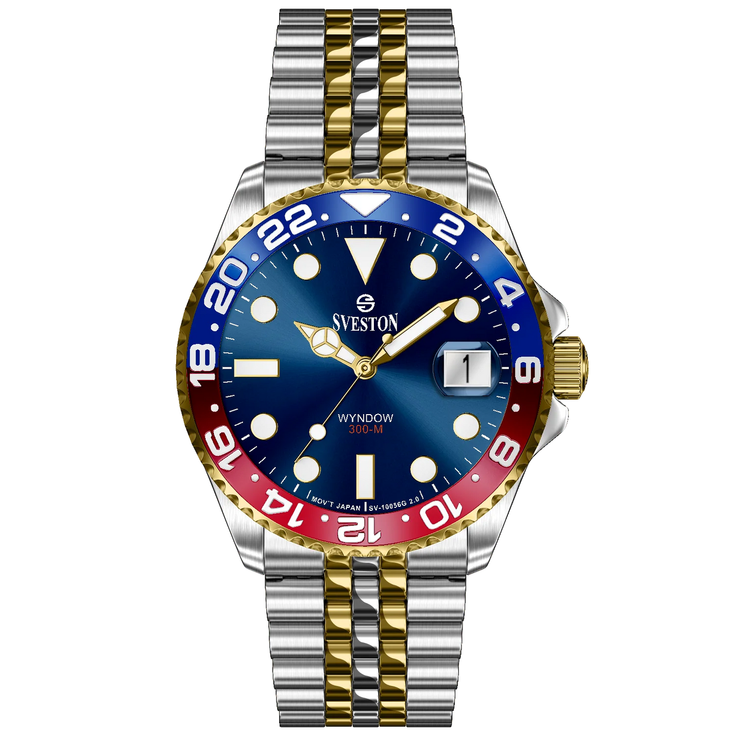Sveston Wyndow 300-M Blue Dial GMT Watch
