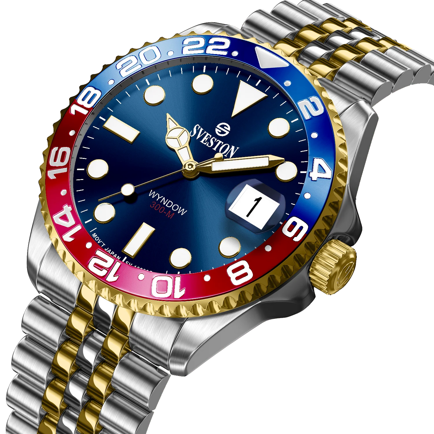 Sveston Wyndow 300-M Blue Dial GMT Watch
