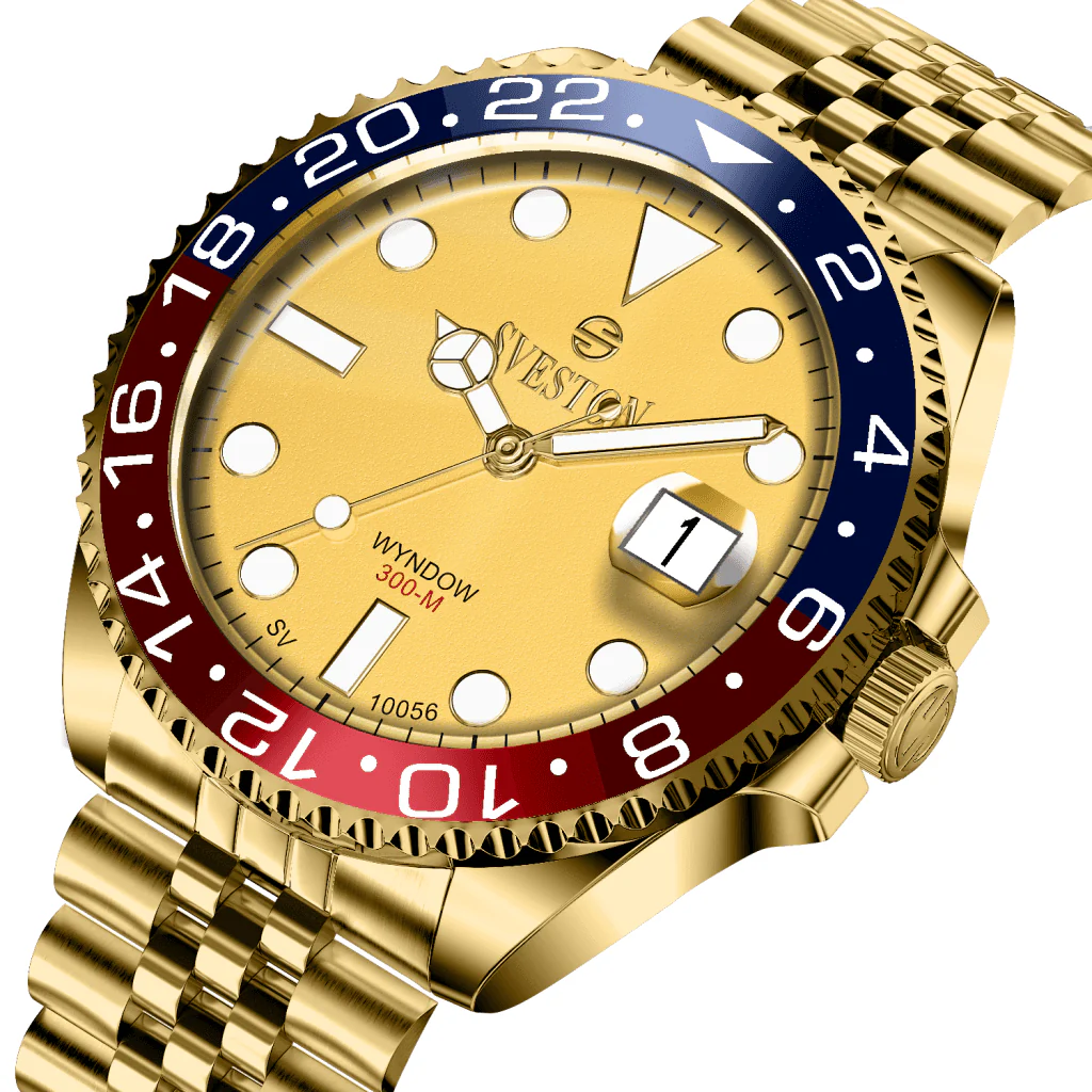 Sveston Wyndow 300-M Gold Dial GMT Watch