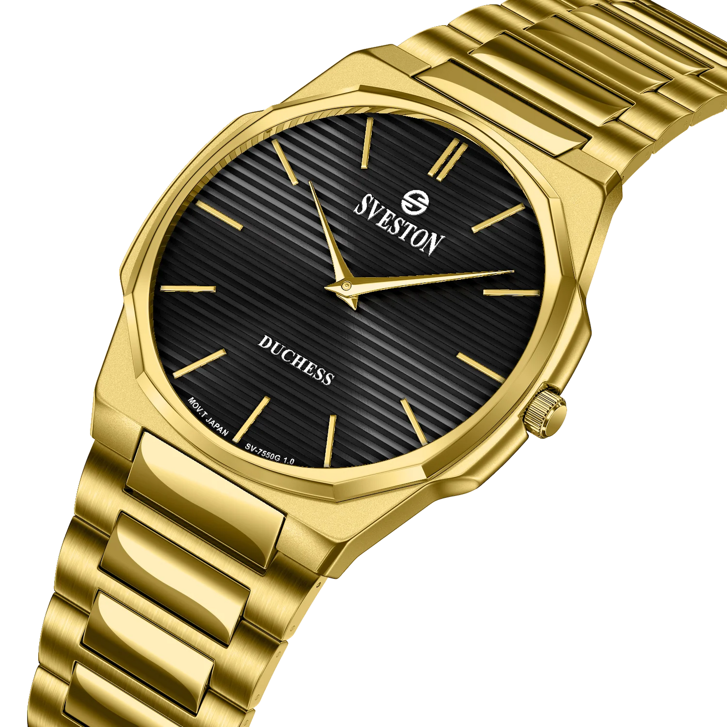 Sveston Duchess Gold Watch – Elegant Black Dial Luxury Timepiece