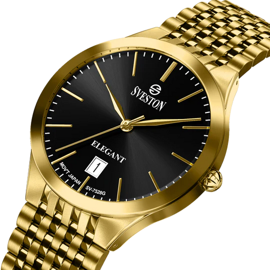 Sveston SV-7528 Gold Black Dial Men’s Watch