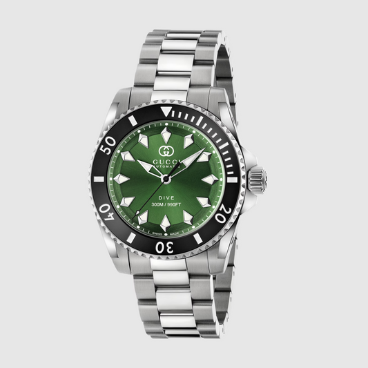 Gucci Dive Automatic Stainless Steel Watch with Green Dial