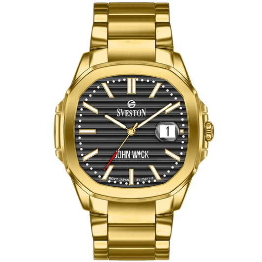 Sveston John Wick Gold Watch with Black Dial
