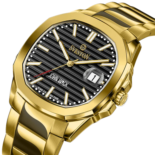 Sveston John Wick Gold Watch with Black Dial