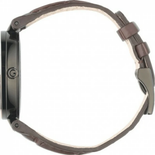 Gucci G-Timeless Brown Leather Strap Watch with Black & Rose Gold Bezel – Swiss Luxury Timepiece