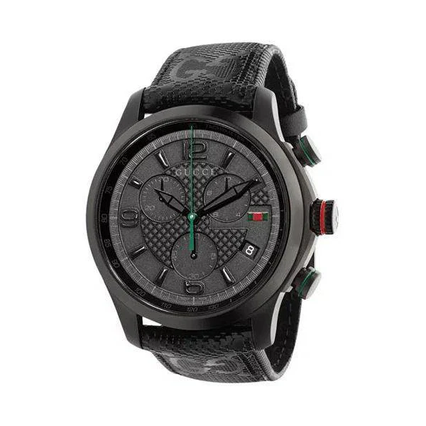 Gucci G-Chrono Black PVD Men’s Watch with Leather Strap