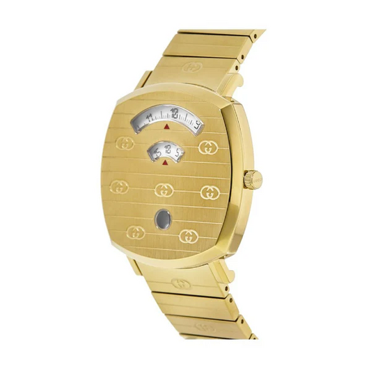 Gucci Men's Gold Stainless Steel Watch with Digital Jump Hour Display