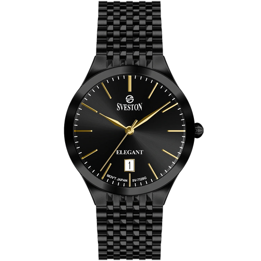 Sveston SV-7528G Black Dial Stainless Steel Men’s Watch