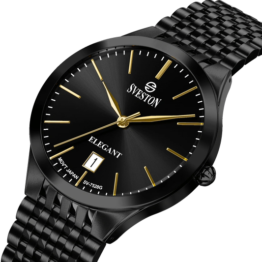 Sveston SV-7528G Black Dial Stainless Steel Men’s Watch