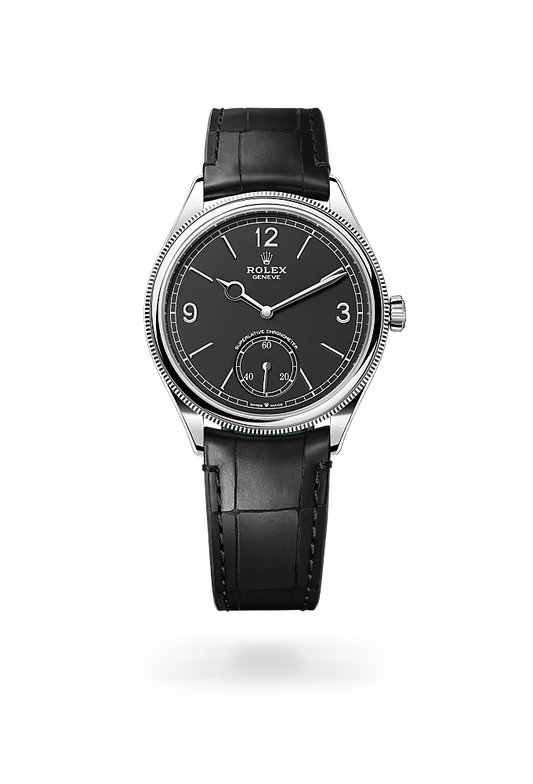 Rolex Cellini Black Dial Leather Strap