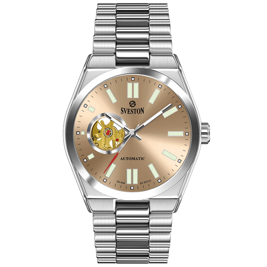 Sveston Automatic Silver Watch with Golden Dial