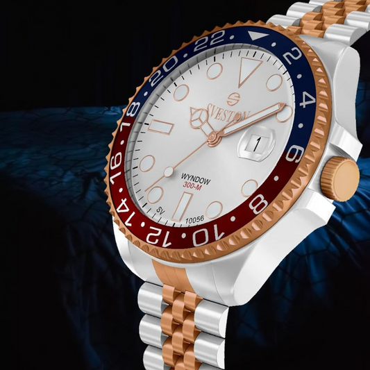 Sveston Wyndow 300-M Two-Tone Rose Gold & Silver Watch