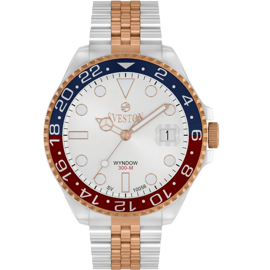 Sveston Wyndow 300-M Two-Tone Rose Gold & Silver Watch