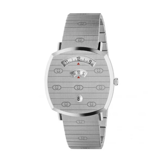 Gucci Men's Stainless Steel Watch with Digital Jump Hour Display