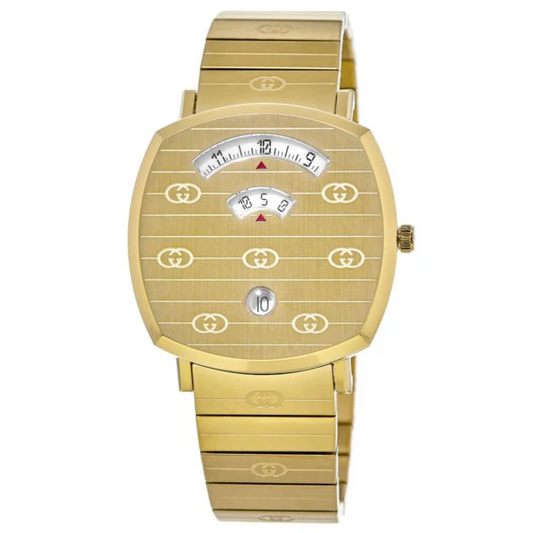Gucci Men's Gold Stainless Steel Watch with Digital Jump Hour Display