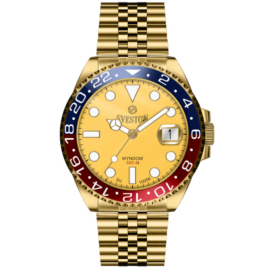 Sveston Wyndow 300-M Gold Dial GMT Watch