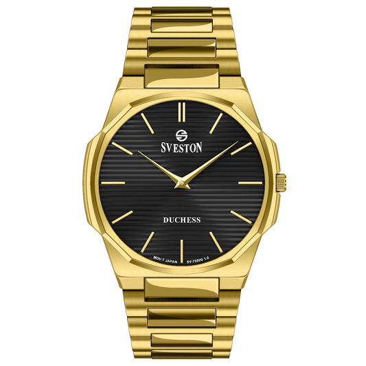 Sveston Duchess Gold Watch – Elegant Black Dial Luxury Timepiece